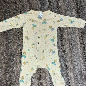 Vintage Precious Moments Cream Baby Footie with Cute Pattern